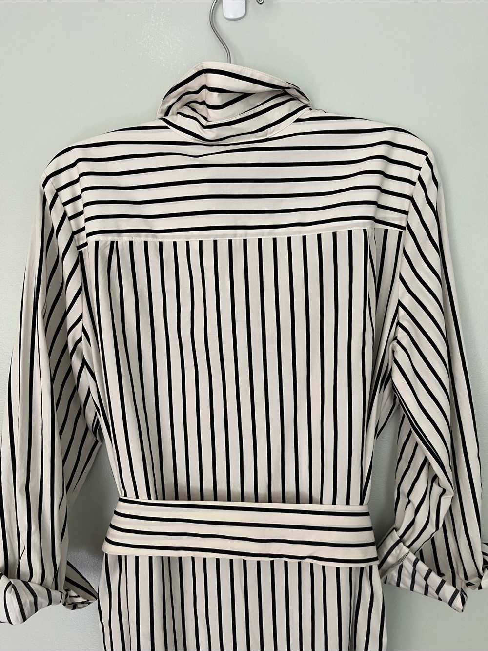 Chico's Black and White Striped Midi Shirt Dress - Picture 9 of 11